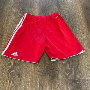 Adidas Kids Red Shorts with White Stripes